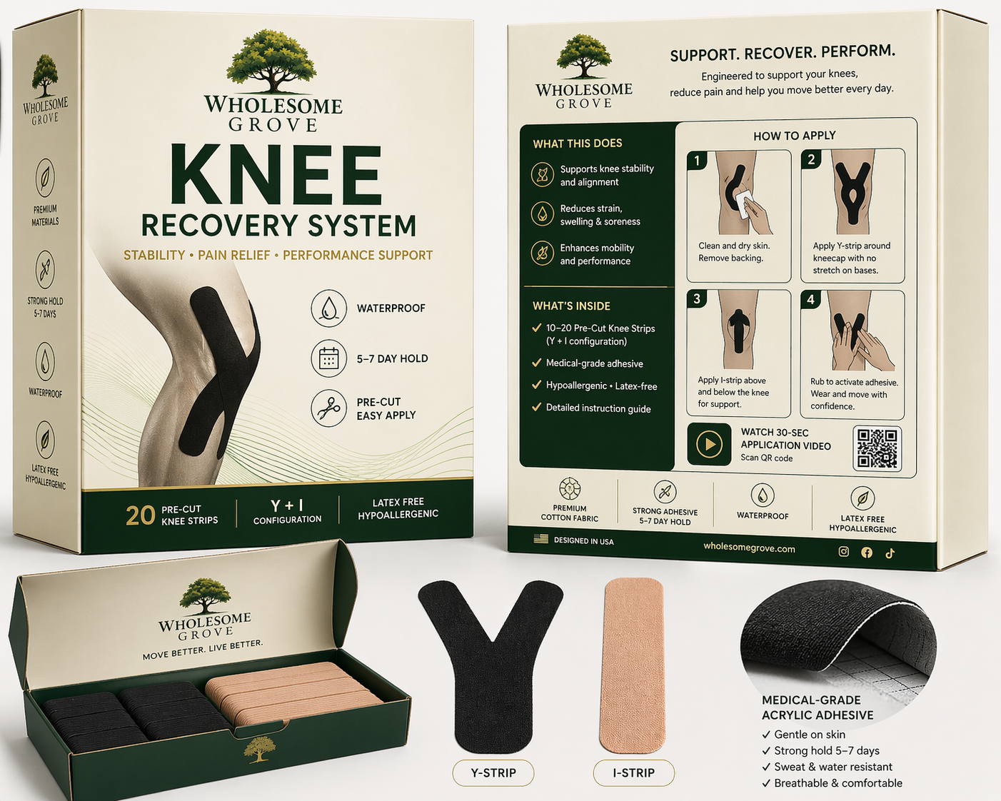 Wholesome Grove Kinesiology Knee Tape