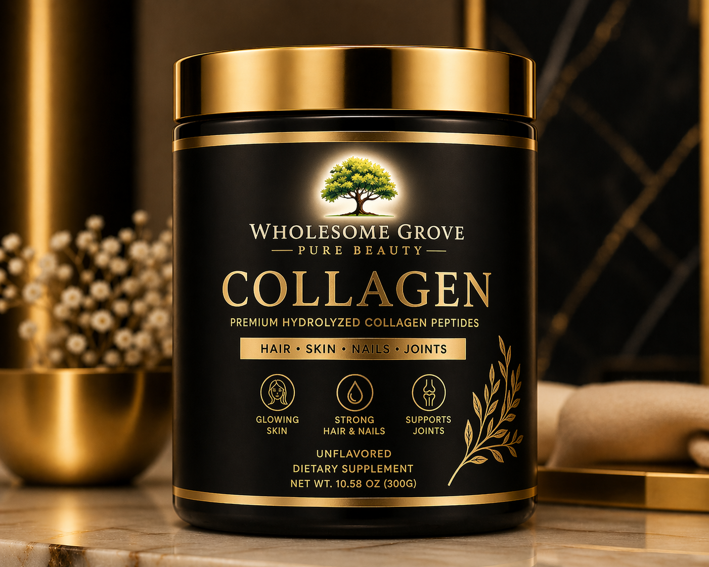 Wholesome Grove Pure Beauty Collagen | Skin, Hair & Nails Collagen Peptides Powder