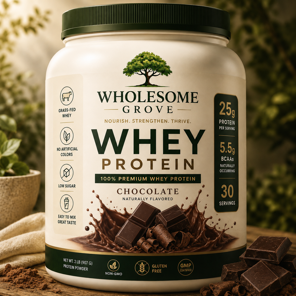 Wholesome Grove® Chocolate Whey Protein