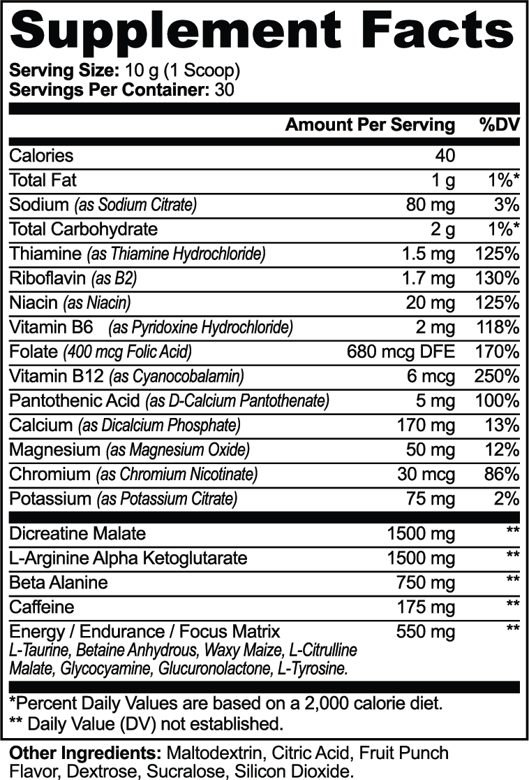 Nitric Shock Pre-Workout Powder (Fruit Punch)